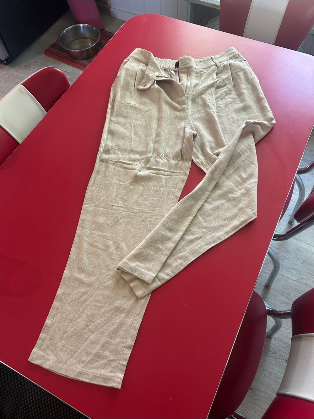 Vici Cream Straight-Leg Knit Pants